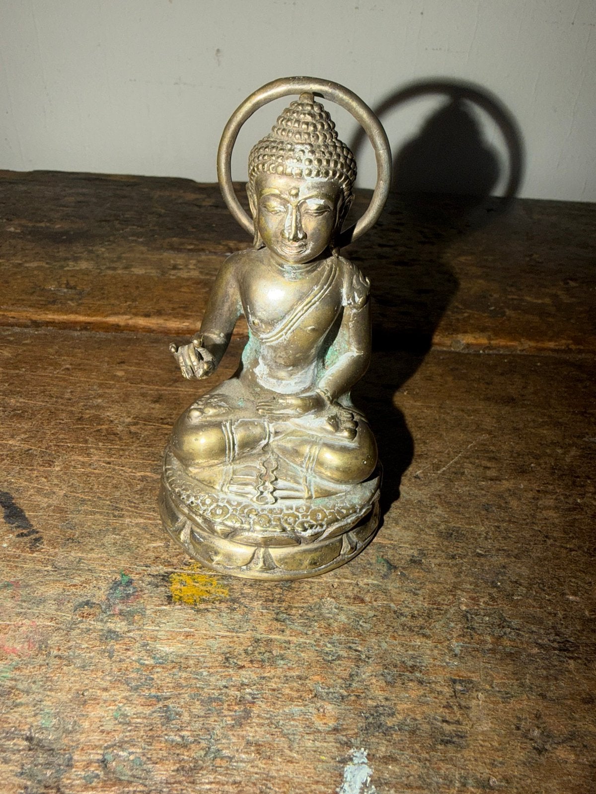 Zeer oud klein zeer gedetailleerd budha zilver / verzilverd, Ophalen of Verzenden, Beeld