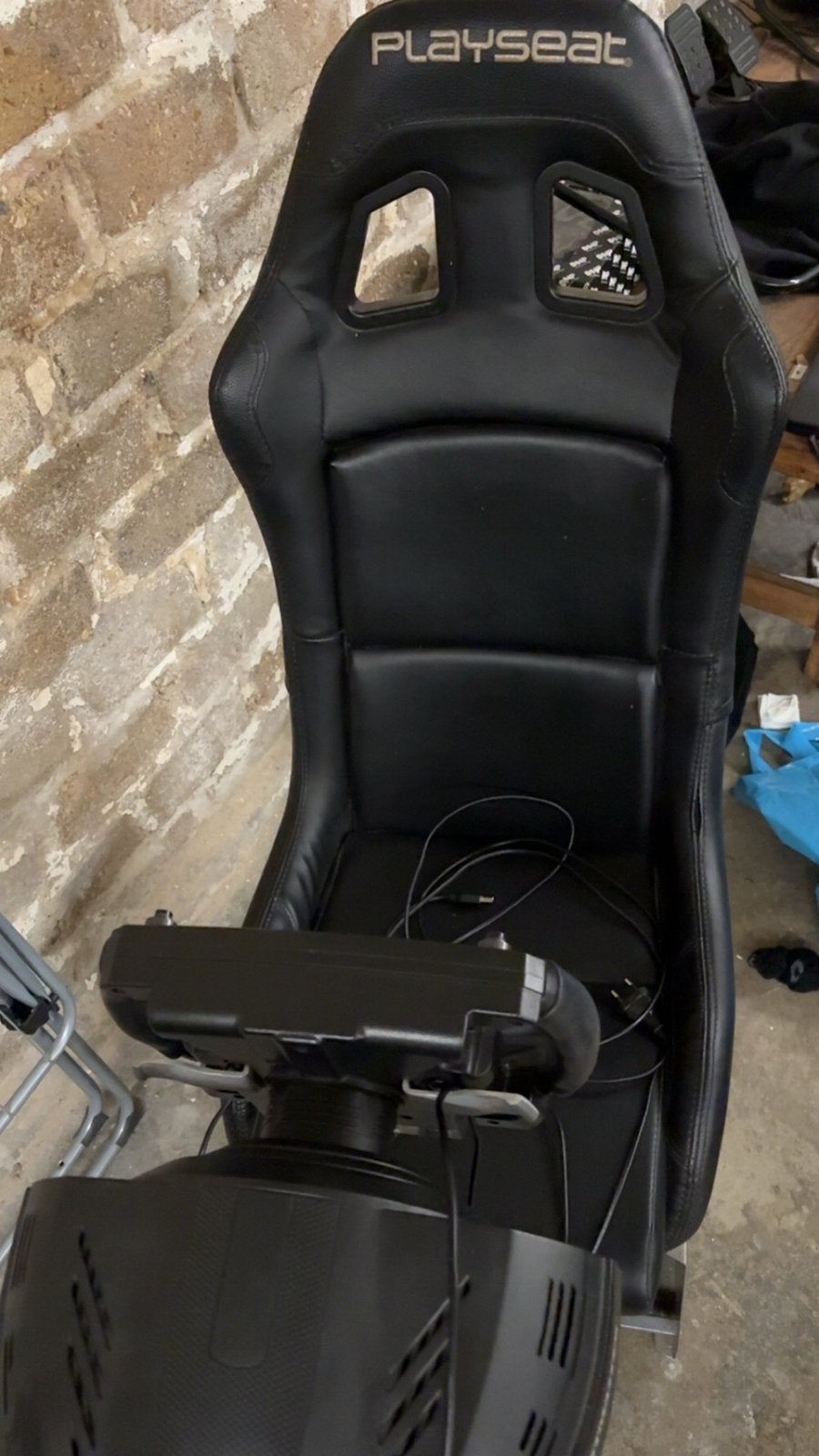 Playseat met Thrustmaster racestuur en Ferrari F1 stuur, Ophalen, Racestoel, Gebruikt, Force feedback