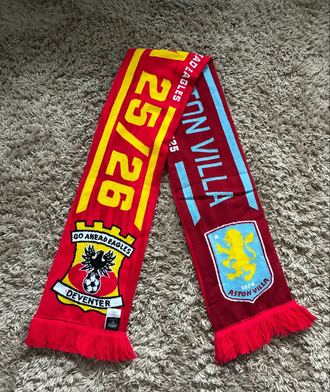 Go Ahead Eagles vs Aston Villa Europa League Sjaal, Maat XL, Ophalen of Verzenden, Zo goed als nieuw, Clubaccessoires