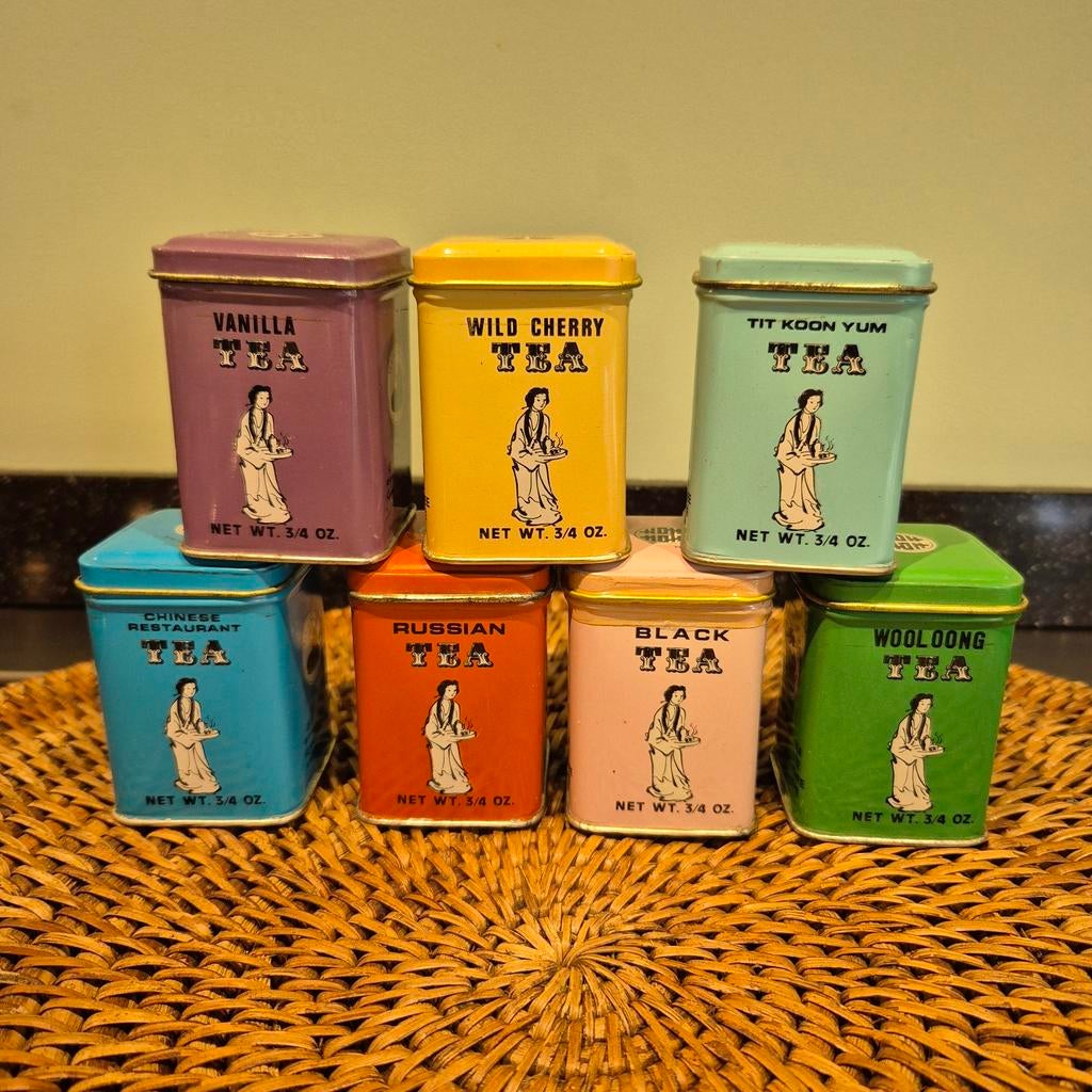 Vintage tea blikjes, kwong sang tea co., Verzamelen, Blikken, Gebruikt, Overige, Ophalen of Verzenden