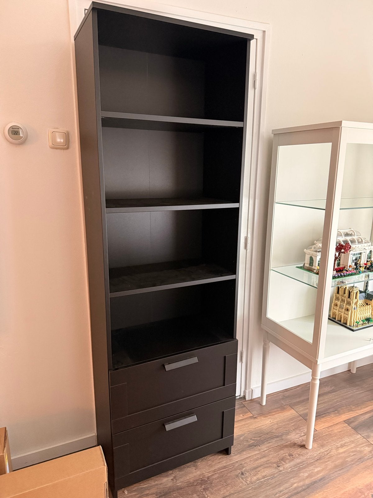 IKEA Brimnes Boekenkast Zwart - 60x35x190 cm, Ophalen, Gebruikt, 50 tot 100 cm, Met lade(s)