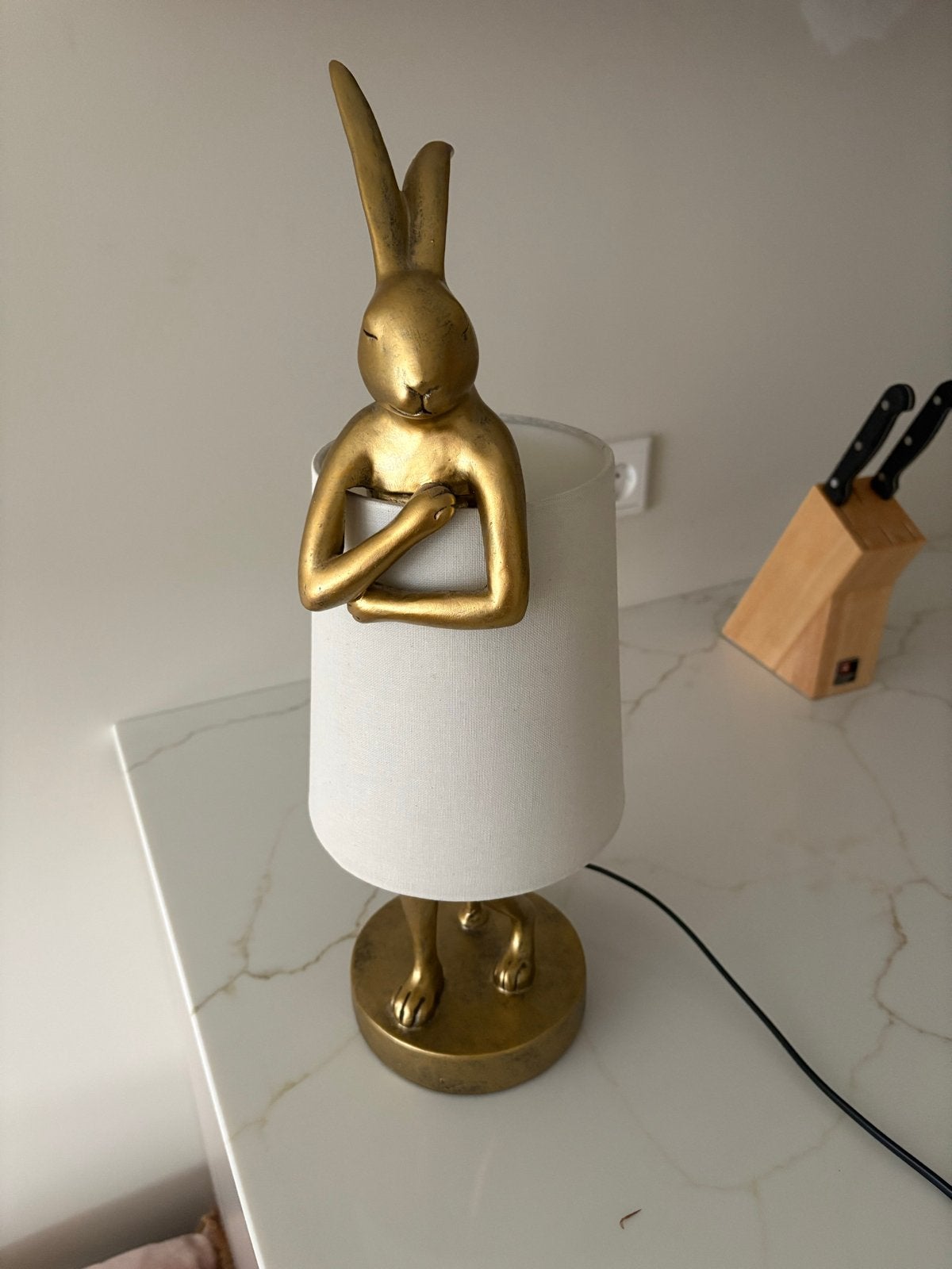 Kare Design Tafellamp Rabbit - Gouden Konijn Lamp, Ophalen, Zo goed als nieuw, Kunststof, Minder dan 50 cm