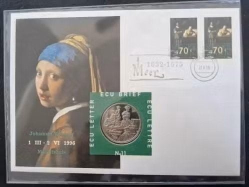 Nederland 1996 -  ECU brief 11 - Johannes Vermeer, Ophalen of Verzenden, Koningin Beatrix, Overige waardes, Setje