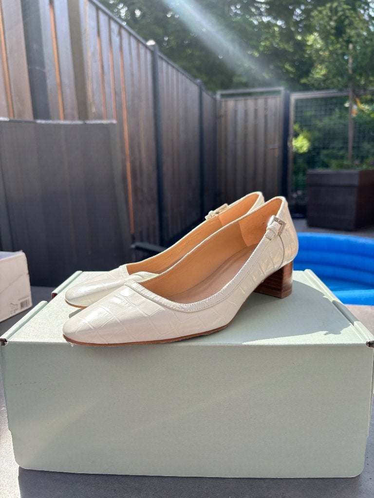 Lk bennet blok hak leer maat 36, Wit, Nieuw, Lk bennett, Sandalen of Muiltjes