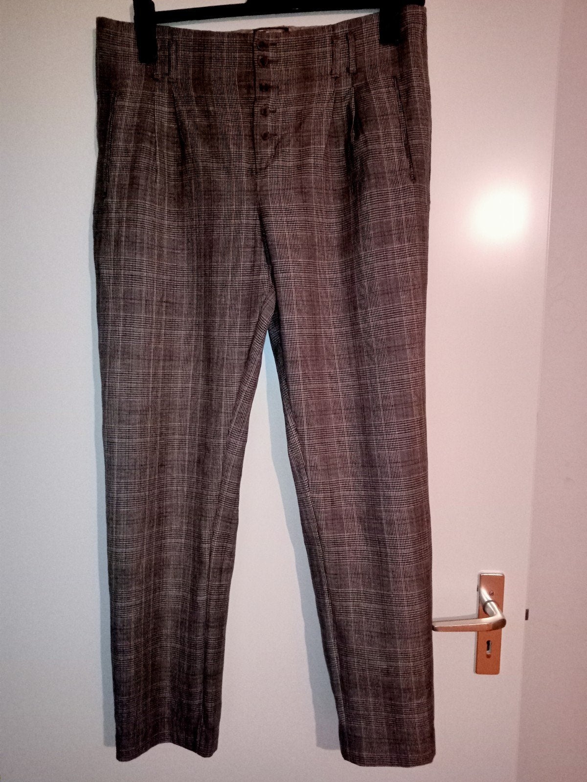 Geruite Folke broek 57% wol, 40% linnen, Bruin, Maat 42/44 (L), Ophalen of Verzenden, Folke