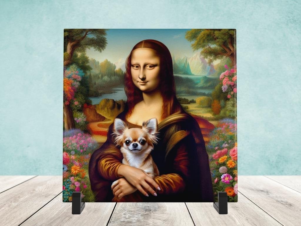 Keramische Tegel - Mona Lisa met een Chihuahua, Verzenden, Nieuw