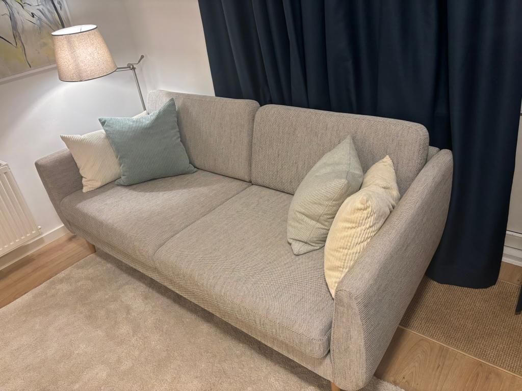 Ikea Smedstorp 3-zits bank  met eiken naturel poten, Ophalen, Gebruikt, Driepersoons, 75 tot 100 cm