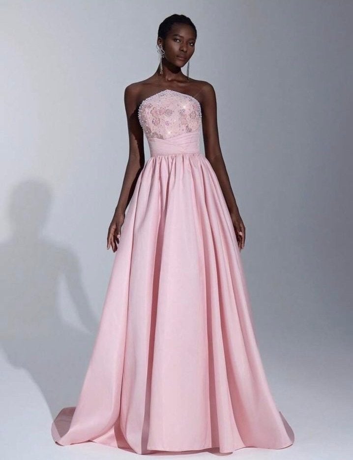 Elegante Lange Roze Avondjurk - Maat S, Kleding | Dames, Gelegenheidskleding, Galajurk, Ophalen of Verzenden, Zo goed als nieuw