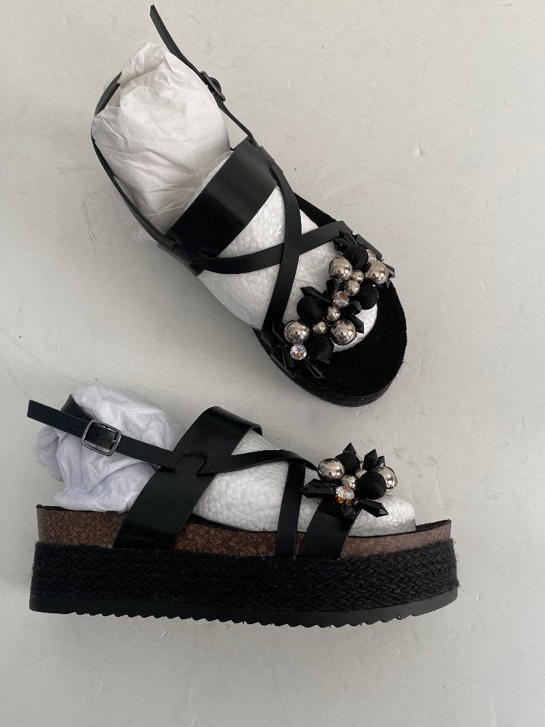 K284 nieuw: Miss Sixty mt. 39 plateau-sandalen open schoenen, Zwart, Miss Sixty, Nieuw, Sandalen of Muiltjes