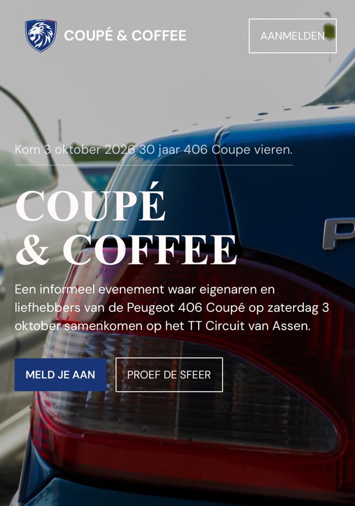 30 jaar Peugeot 406 Coupe / Coupe & Coffee  / 3 oktober 2026, Ophalen