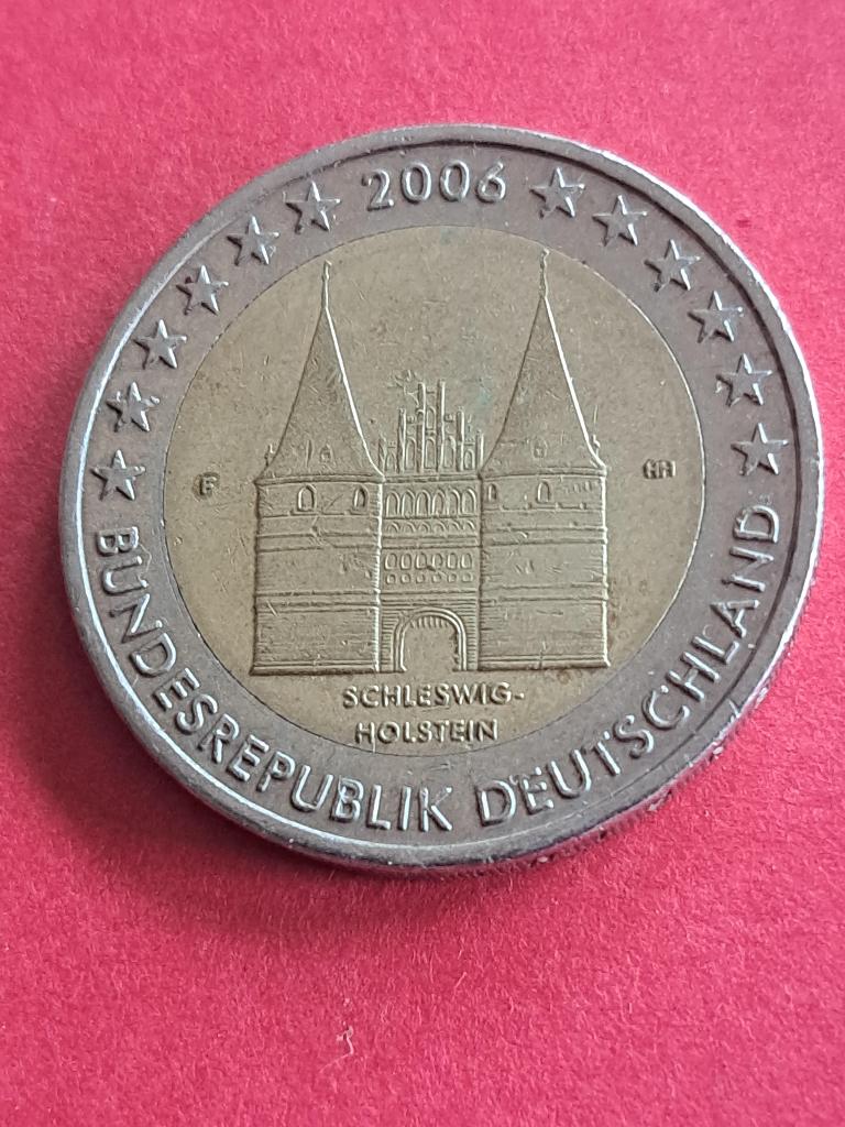 2006 F Duitsland 2 euro Holstentor Stuttgart, Verzenden, Duitsland, 2 euro, Losse munt