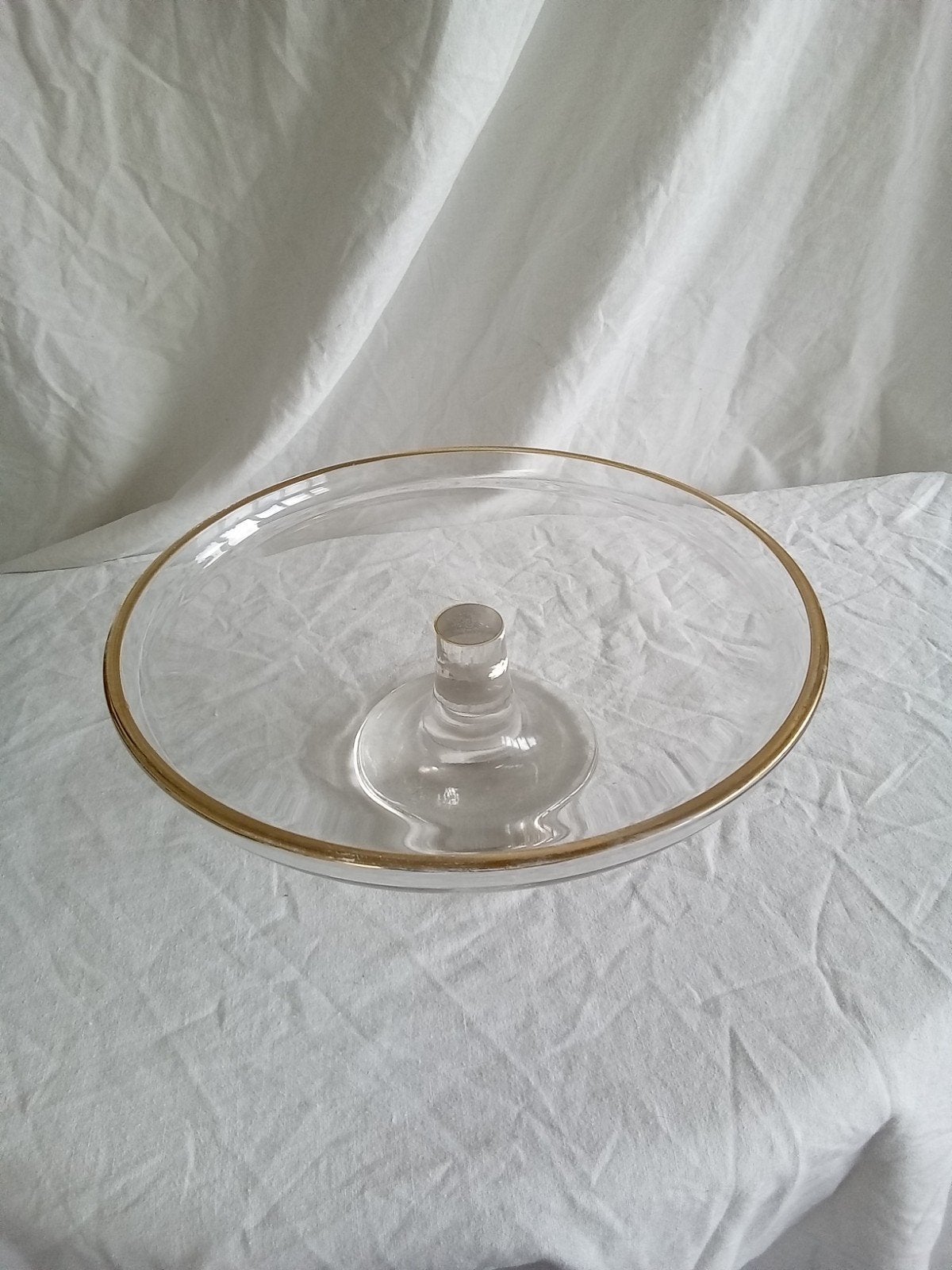 Vintage Glazen Gebak/Taart Plateau met Gouden Rand, Ophalen of Verzenden
