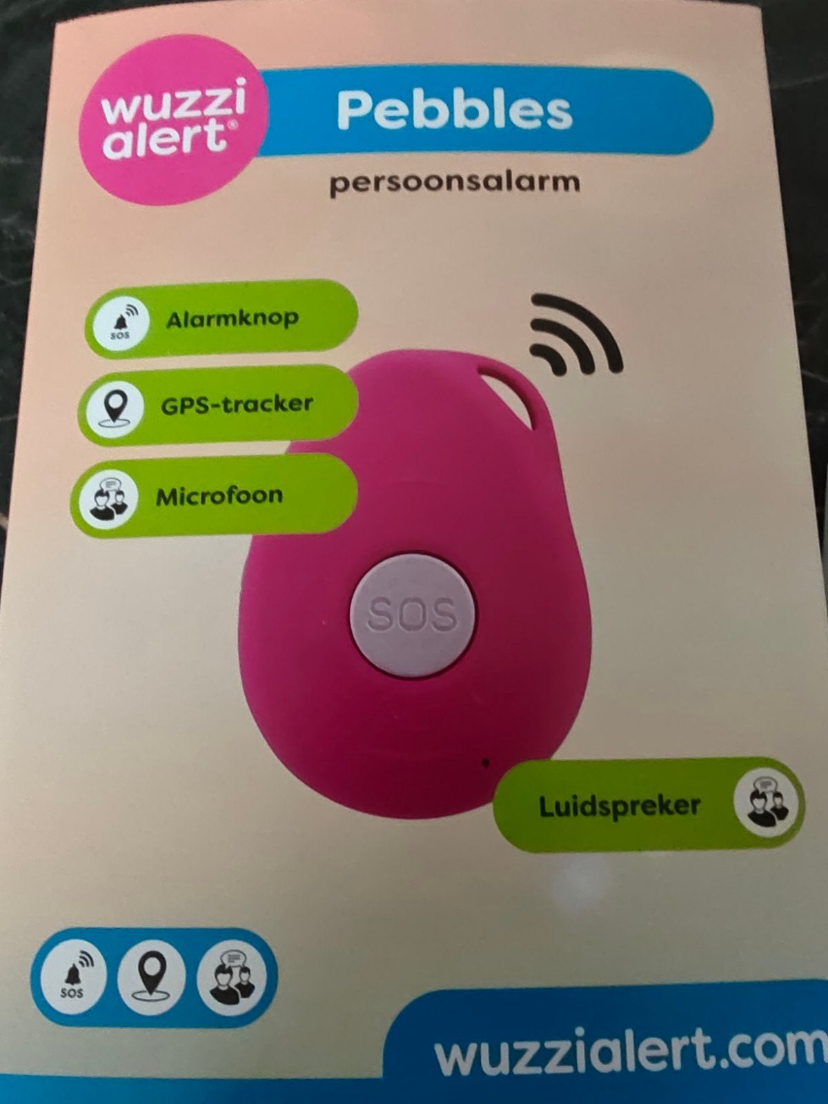 Wuzzi Alert Pebbles Persoonsalarm met GPS-tracker, Ophalen, Zo goed als nieuw