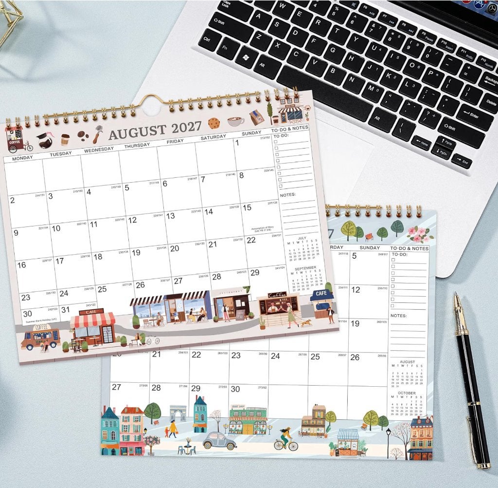 Kalender 2027, wandkalender 2027 A4 UK, blauw, Verzenden, Maandkalender, Nieuw