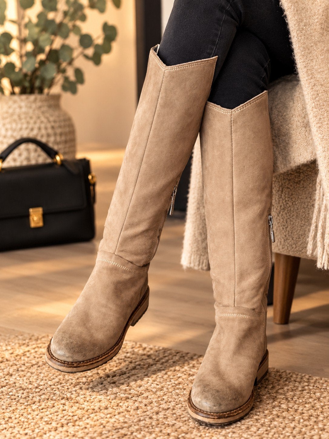 Walk in the Park leren laarzen - Maat 37, Hoge laarzen, Beige, Ophalen of Verzenden, Gedragen