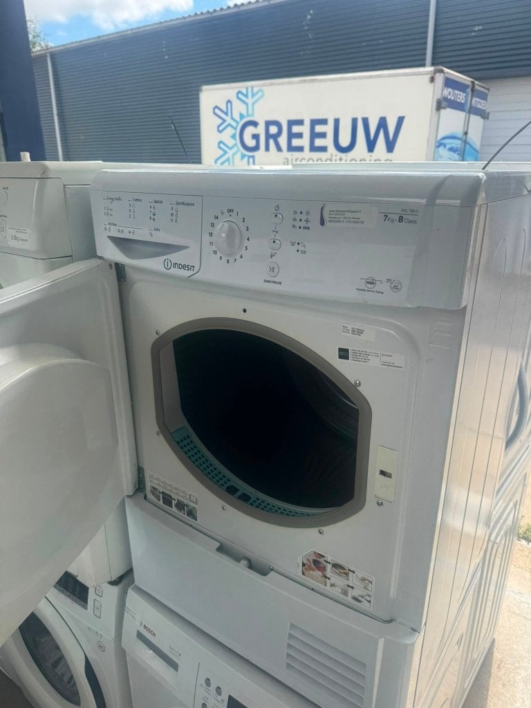 Indesit Condensdroger schoon garantie bezorging, 6 tot 8 kg, Ophalen of Verzenden, Zo goed als nieuw, Voorlader
