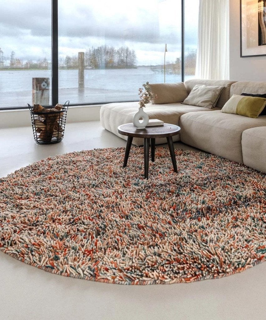 Rond wollen vloerkleed – multi 250 nieuw, Rond, Ophalen of Verzenden, 200 cm of meer, Nieuw