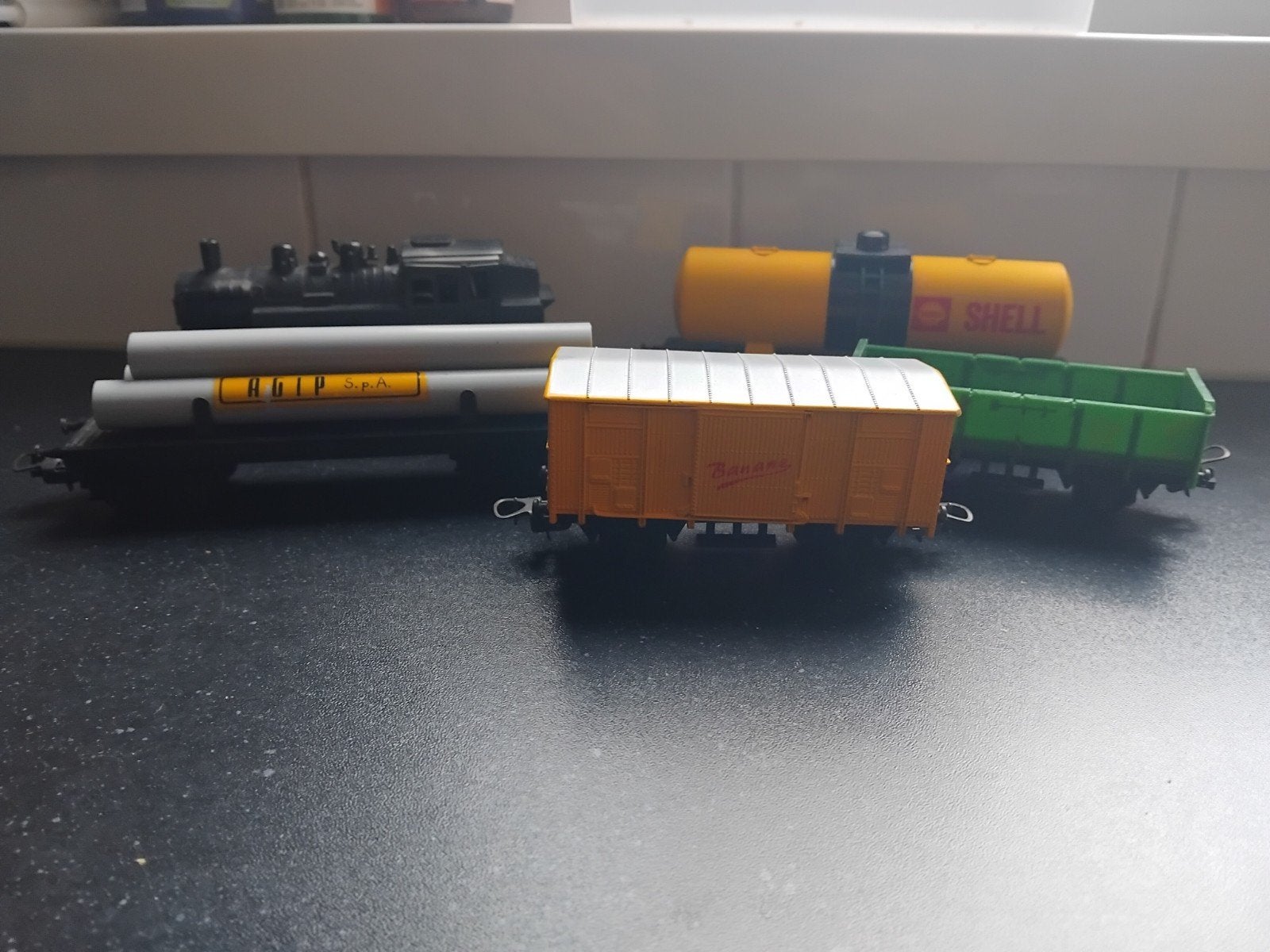 5x LIMA Treinen HO Locomotive Agip buizen wagon Shell tanker, Hobby en Vrije tijd, Gelijkstroom, Ophalen of Verzenden, Lima, Gebruikt