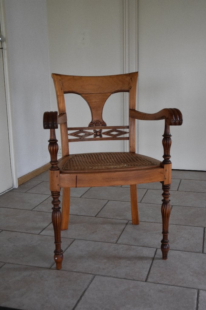 Anglo-Indiase Rotanstoel in Regency-stijl, Ophalen, Gebruikt, Bruin, Hout
