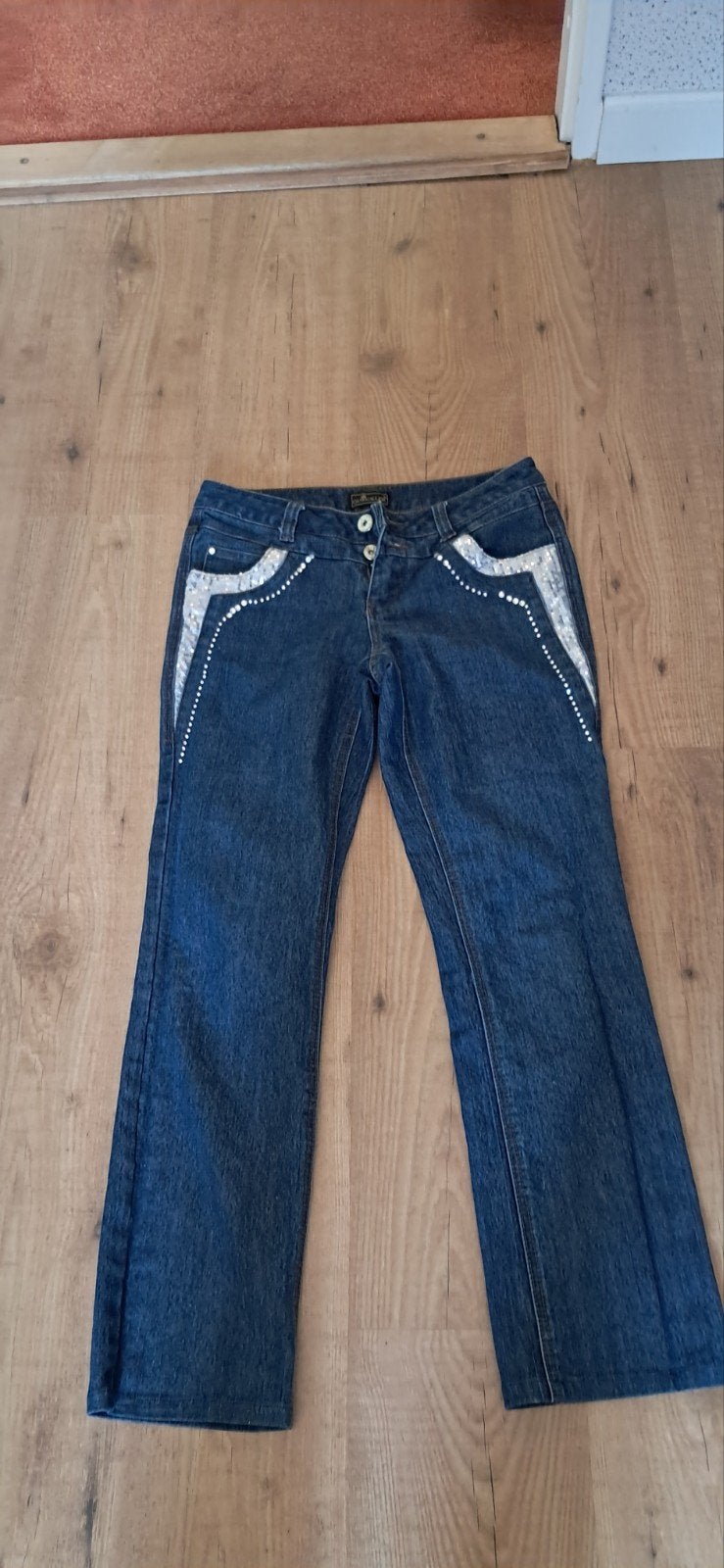 Glockler Jeans W30-W32 met strass en borduursel, Glockler, Blauw, Ophalen of Verzenden, W30 - W32 (confectie 38/40)