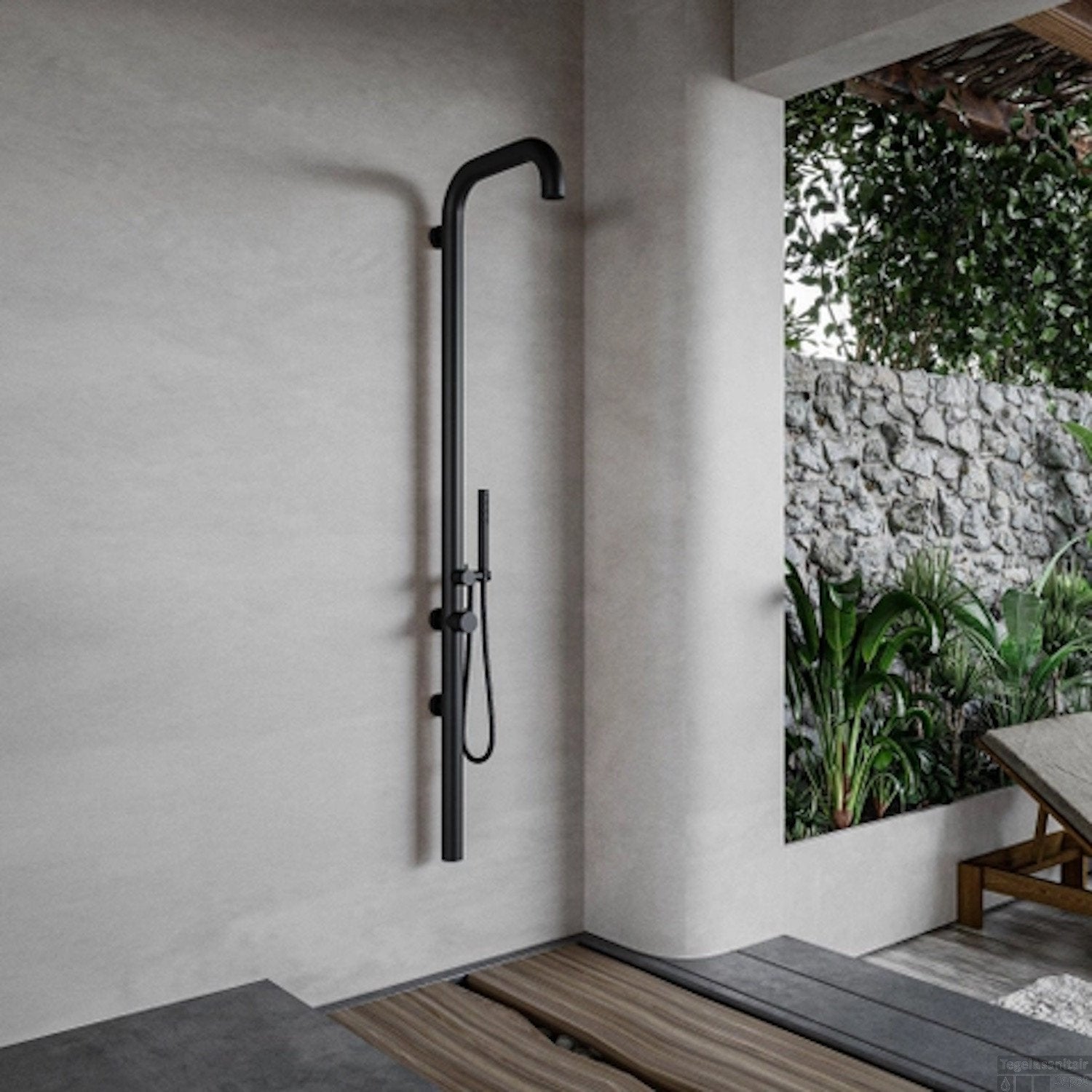 Nieuwe zwarte RVS 316 buitendouche buiten douche, Ophalen of Verzenden, Nieuw