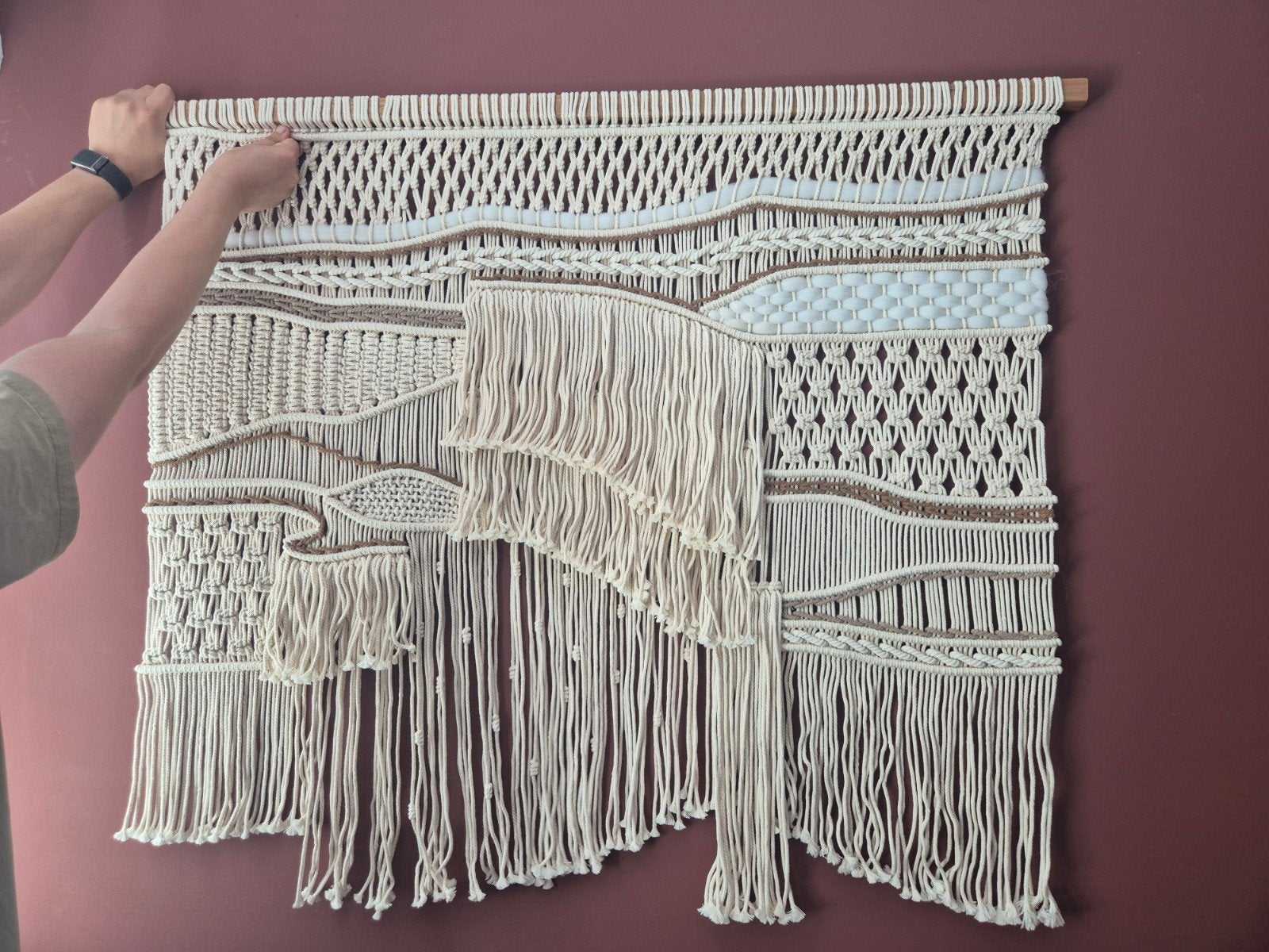 Extra groot macramé wandkleed - Japandi Fiber Wall Art, Ophalen, Nieuw, Wandkleed