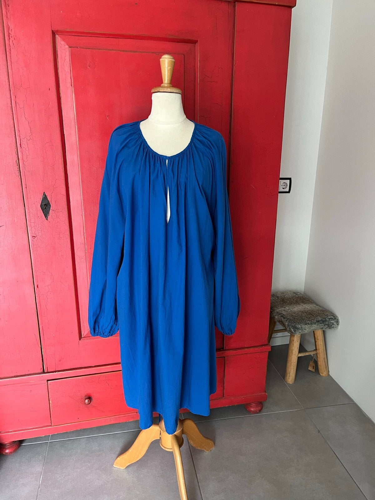 Korenblauw jurkje maat 44, Blauw, Maat 42/44 (L), Ophalen of Verzenden, Zo goed als nieuw