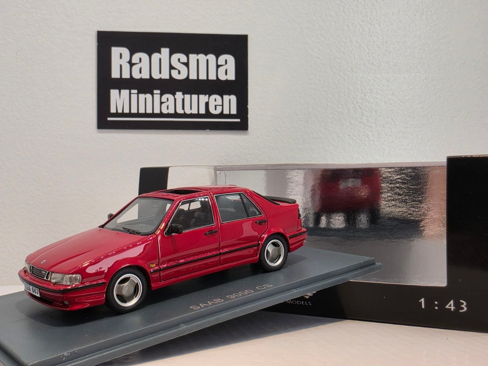 Saab 9000 CS Aero 1995 - rood - 1:43 Neo Scale Models, Overige merken, Auto, Neo Scale Models, Nieuw