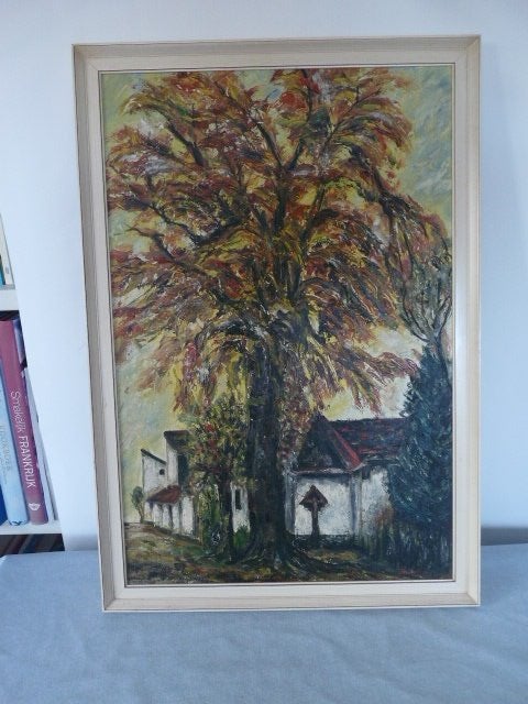 schilderij in witte lijst van Valkenburg aan de geul, Ophalen of Verzenden, Overige stijlen, Ingelijst, Landschap