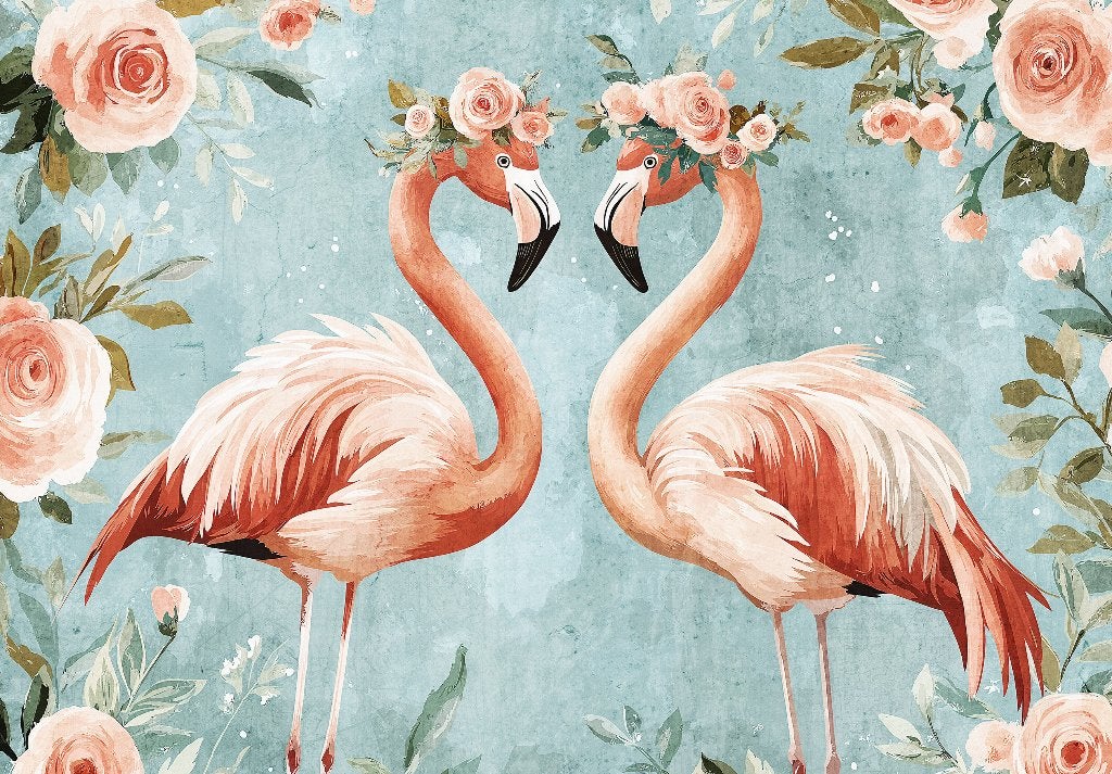 Flamingo behang Bloemen *Ook op maat leverbaar, Verzenden, Fotobehang