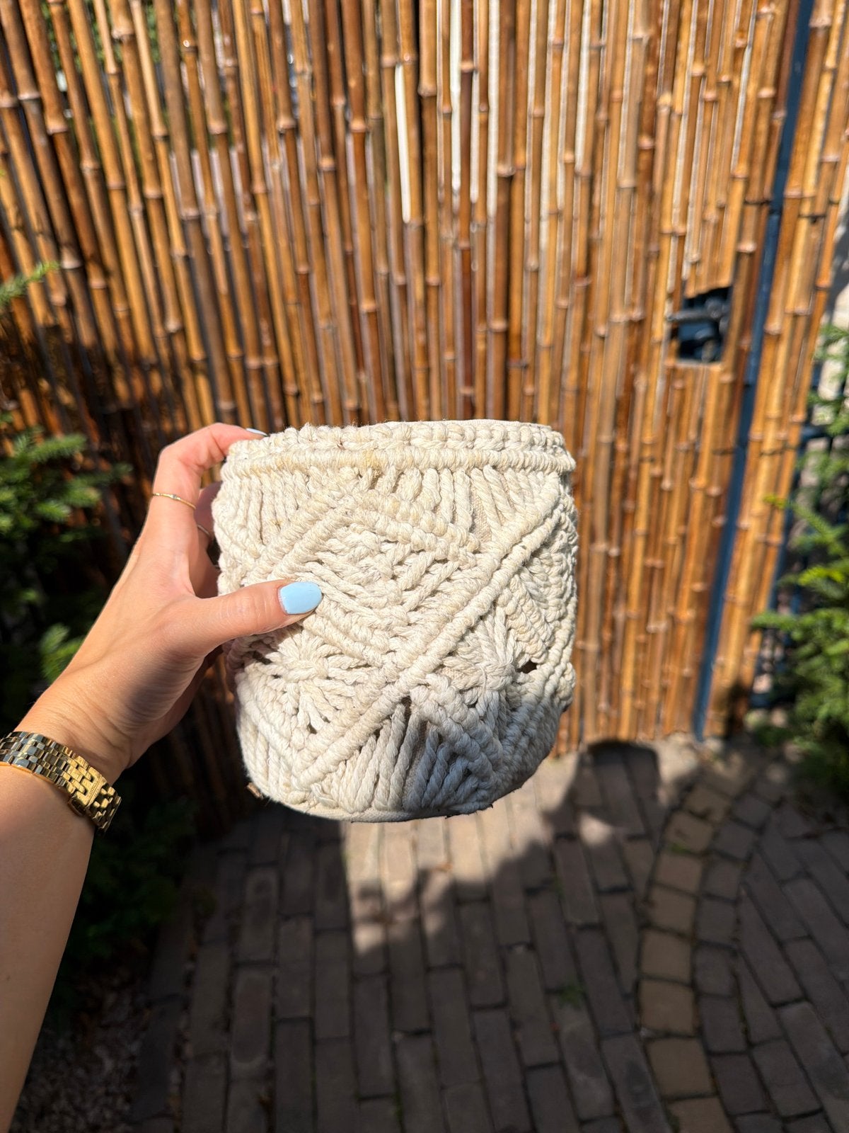 Macramé bloempot gratis, Ophalen, Overige materialen, Gebruikt, Rond