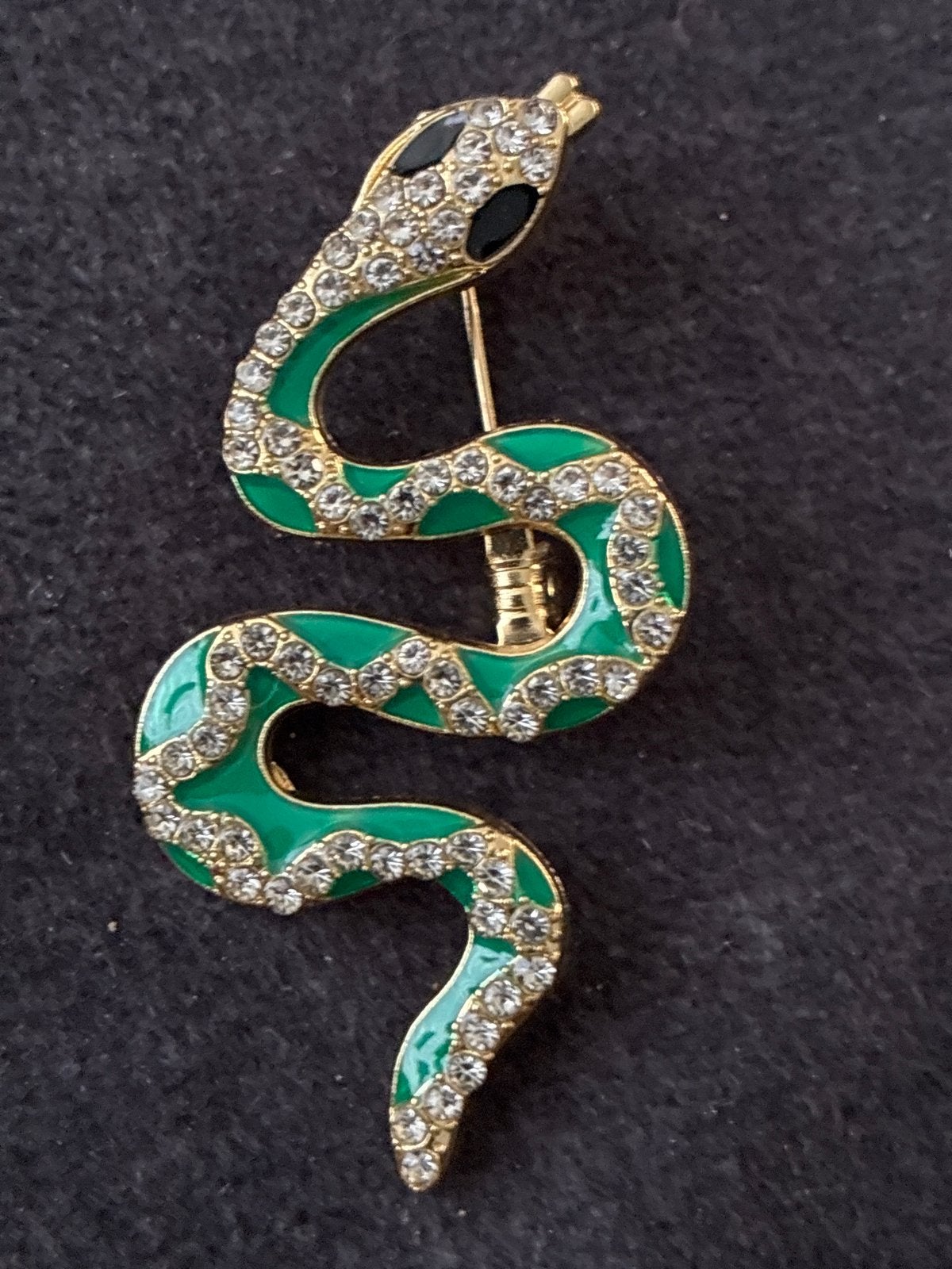 Elegante slang broche met strass steentjes, Sieraden, Tassen en Uiterlijk, Broches, Overige materialen, 4 tot 7 cm, Ophalen of Verzenden