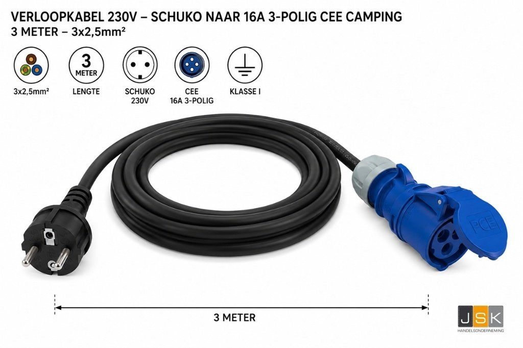 162163 - Verloopsnoer CEE-contrastekker 16A 3p 230V, Ophalen of Verzenden, Nieuw