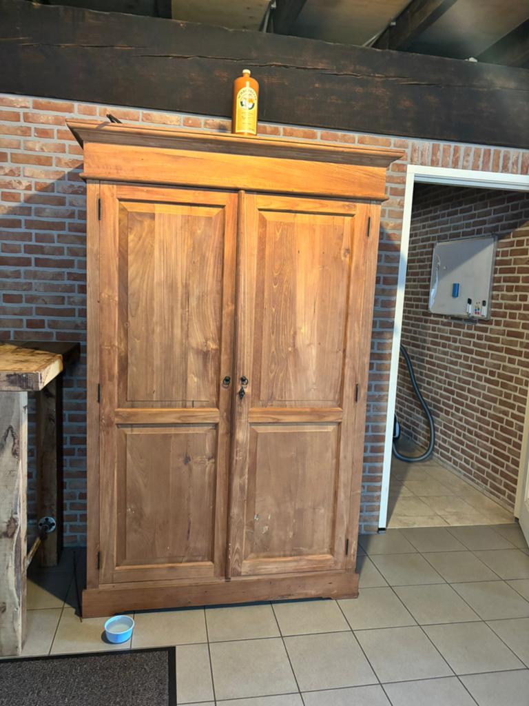 Teakhouten Tv/computer/opbergkast, Huis en Inrichting, Kasten | Computermeubels, Ophalen, Gebruikt, 120 tot 170 cm