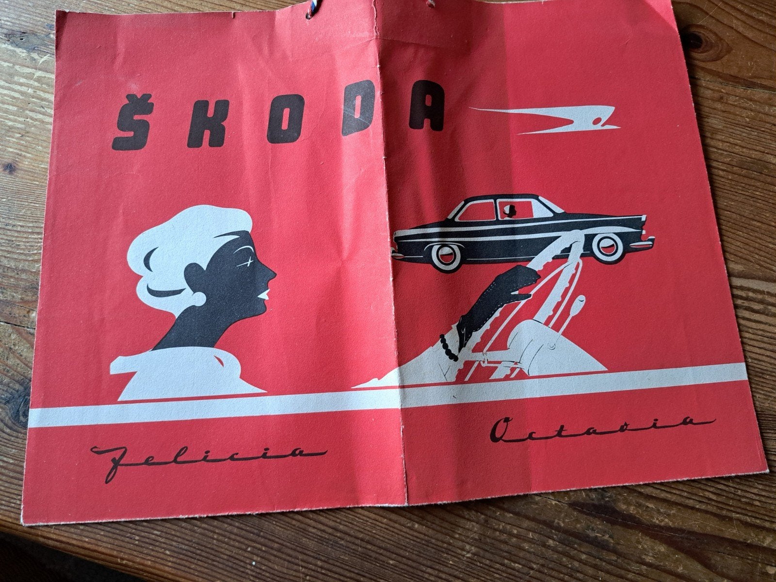 SKODA,Tas uit 1964.Papier., Auto diversen, Ophalen of Verzenden