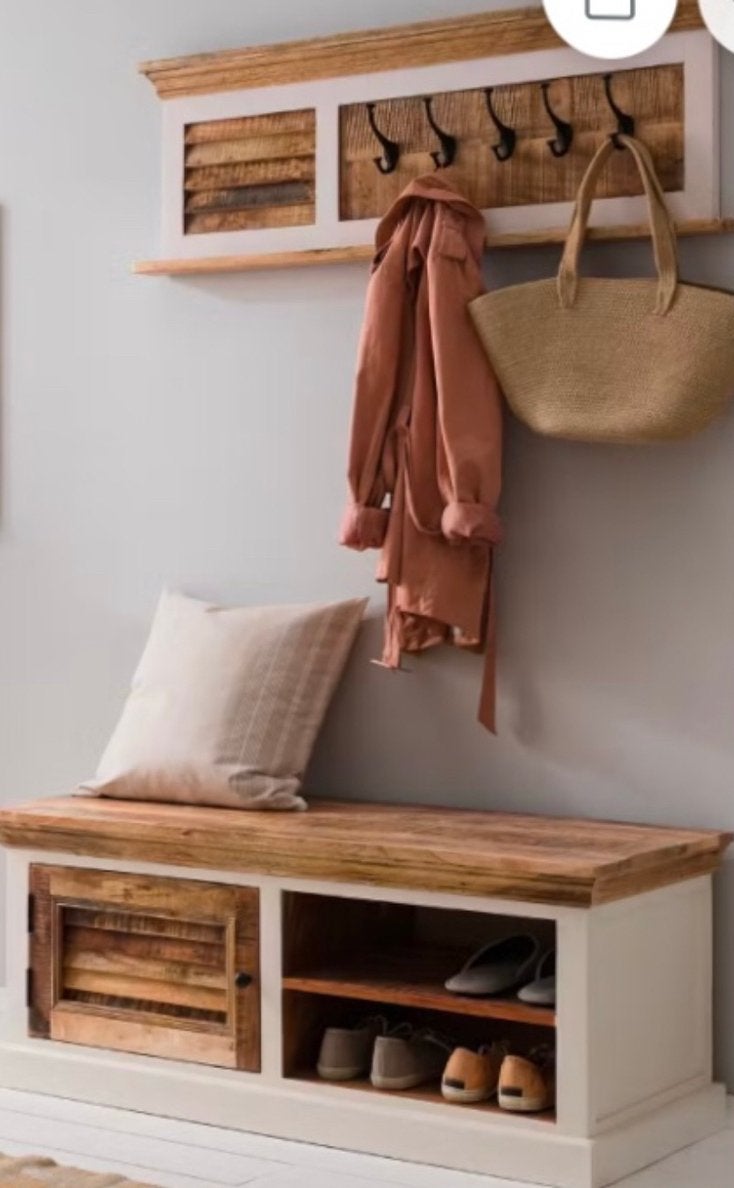 Mango houten kapstok met schoen kastje, Huis en Inrichting, Zo goed als nieuw, Minder dan 100 cm, Hout, Ophalen