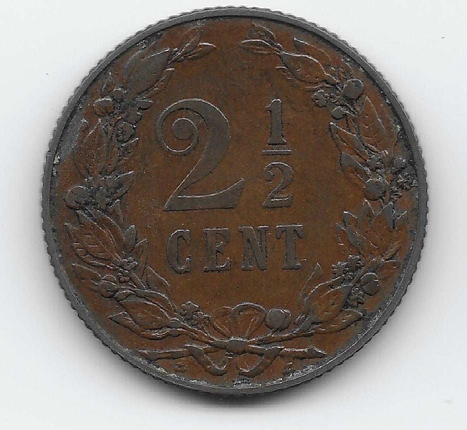Nederland 2½ cent 1904 KM# 134, Verzenden, Koningin Wilhelmina, Overige waardes, Losse munt