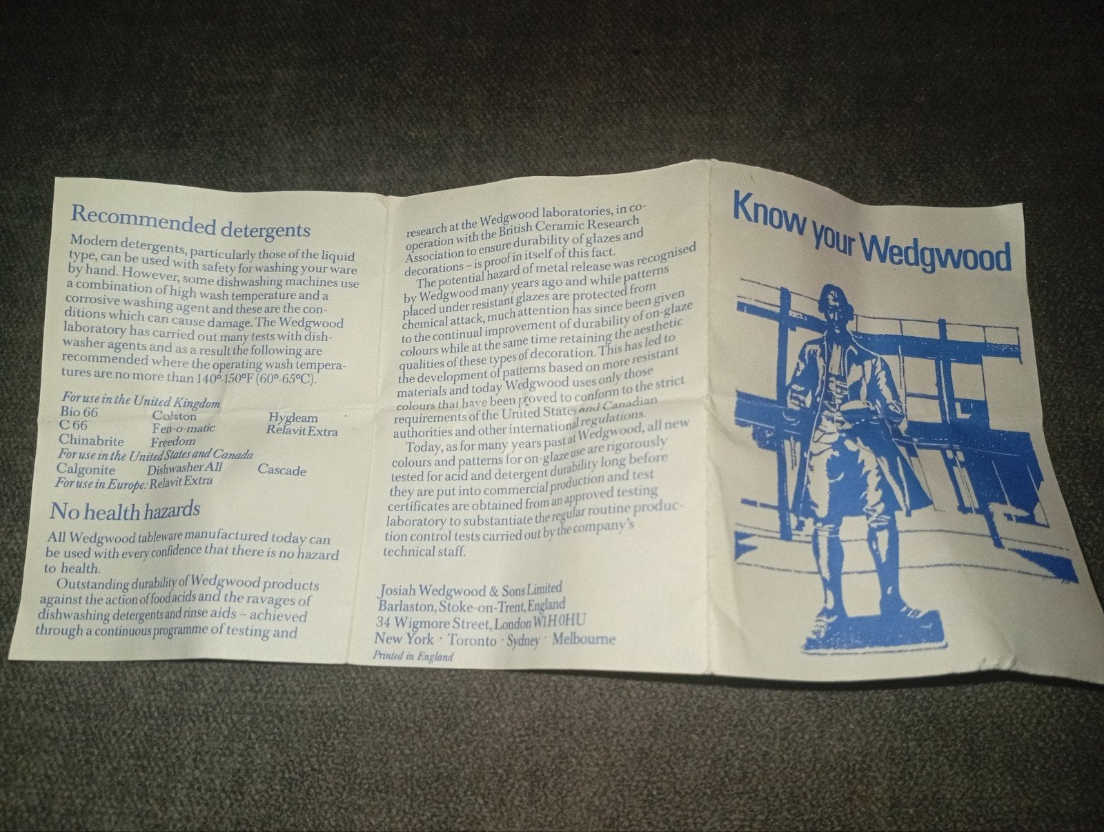 Wedgwood folder: Know your Wedgwood - Historische info, Ophalen of Verzenden, Gelezen, Josiah Wedgwood & Sons Limited, Folder
