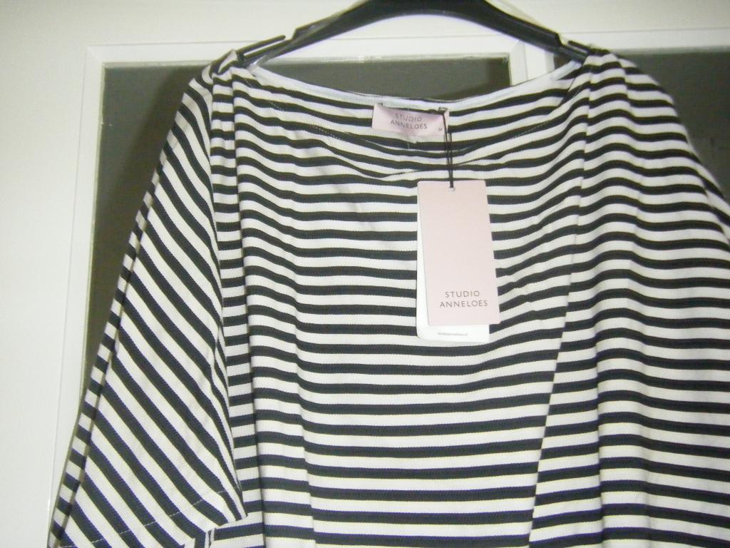 studio anneloes wilma stripe dress, Zwart, Maat 42/44 (L), Nieuw, Ophalen of Verzenden