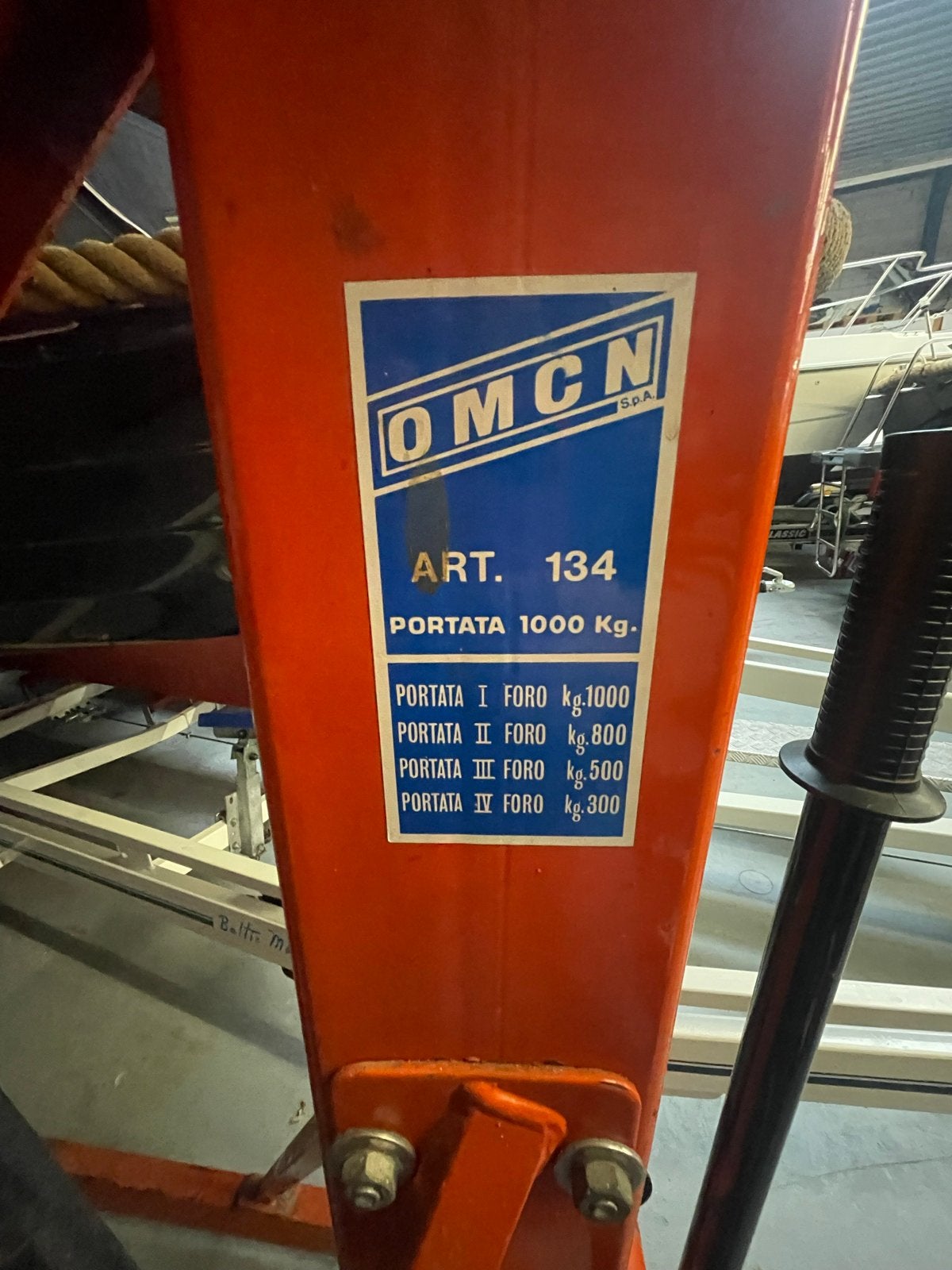 OMCN ART. 134 Werkplaatskraan - 1000 kg hefvermogen, Doe-het-zelf en Verbouw, Lieren en Takels, Ophalen, Gebruikt