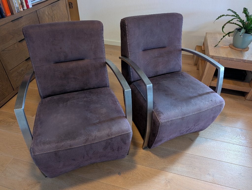 Twee prachtige fauteuils (kamer stoelen), Ophalen, 75 tot 100 cm, Zo goed als nieuw, Leer