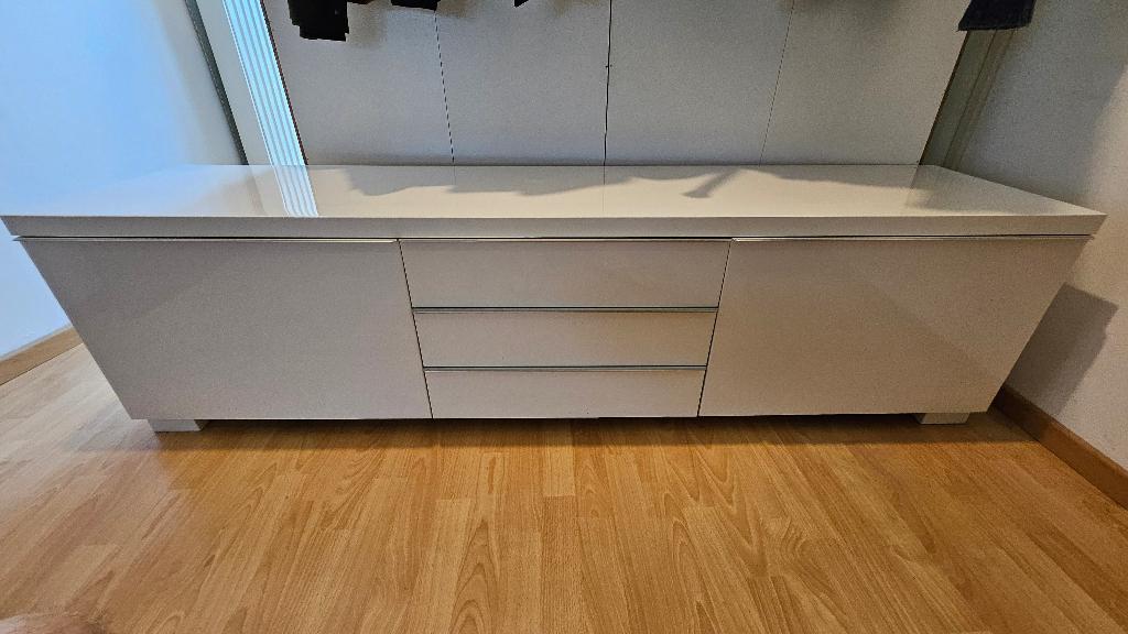 TV meubel wit, Ophalen, 150 tot 200 cm, Zo goed als nieuw, Minder dan 100 cm