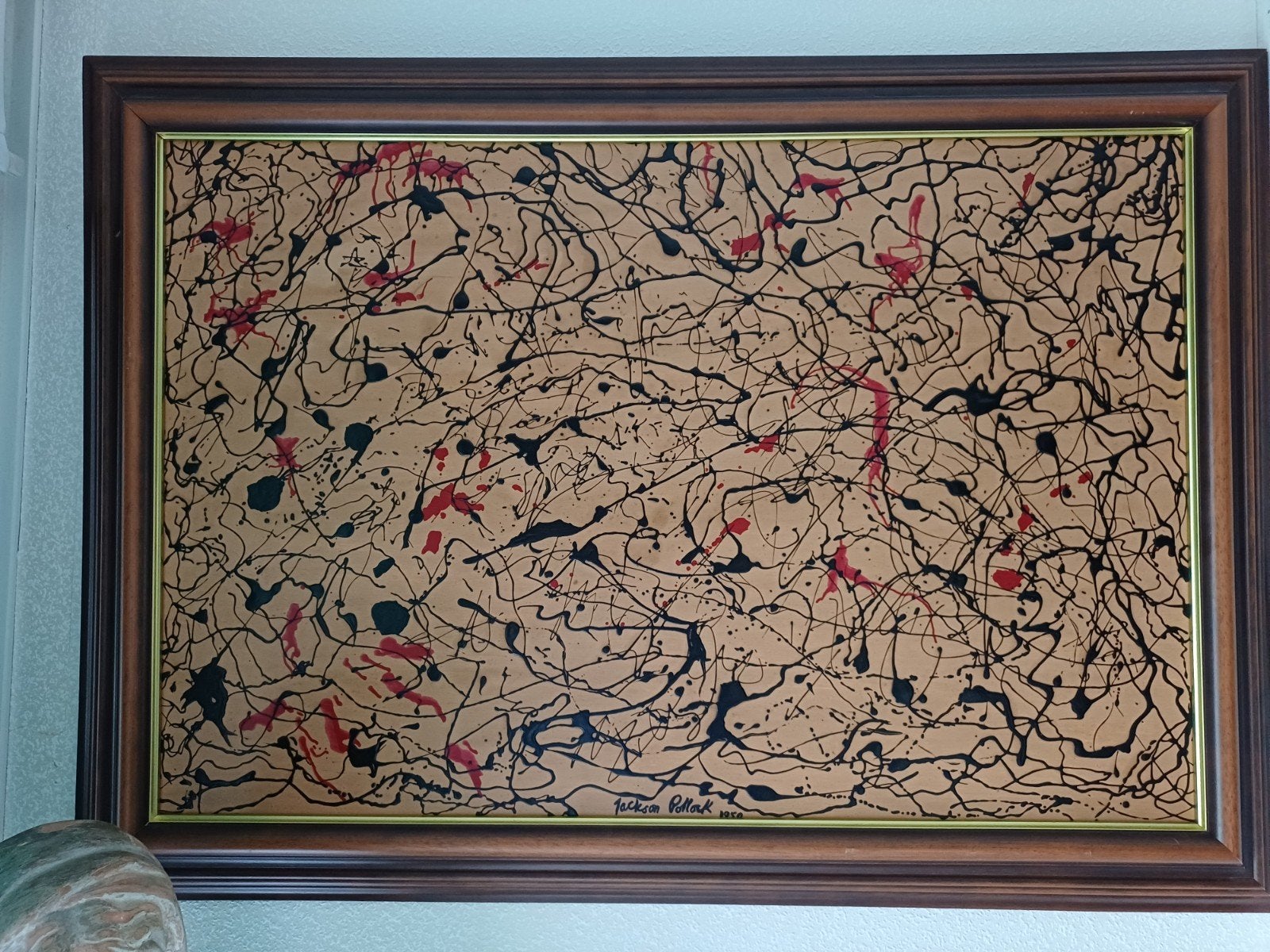 Groot apart schilderij in het midden gesigneerd en  1950, Ophalen of Verzenden
