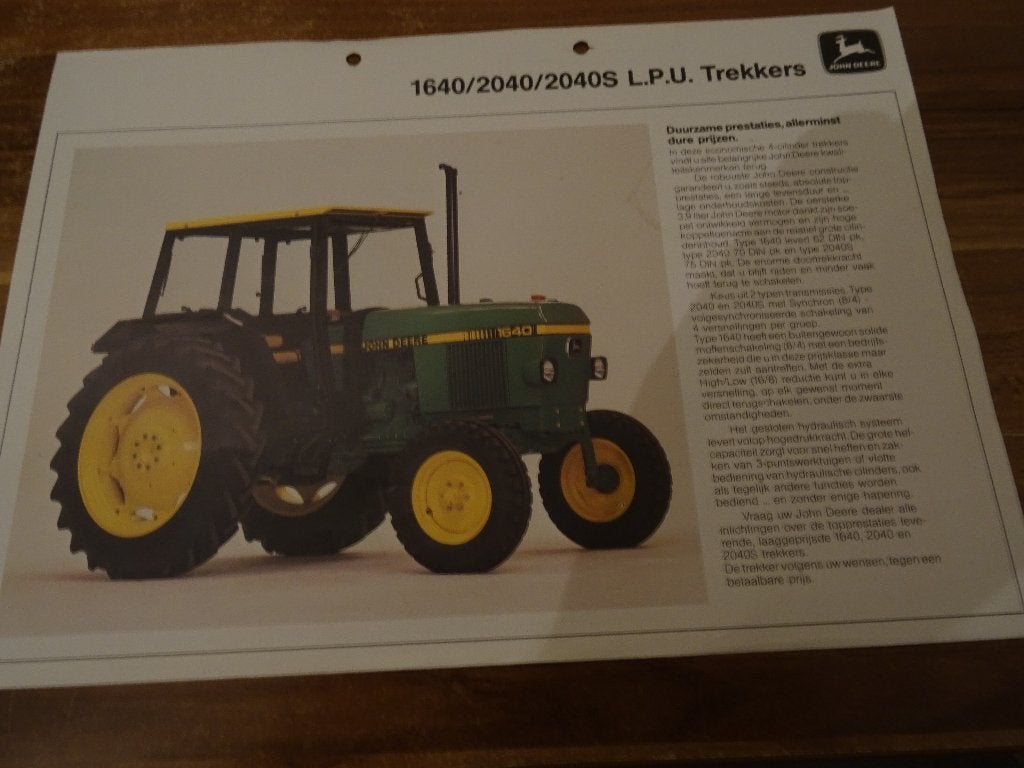 John deere 1640/2040/2040S L,P,U Folder, Ophalen of Verzenden, Zo goed als nieuw, Folder