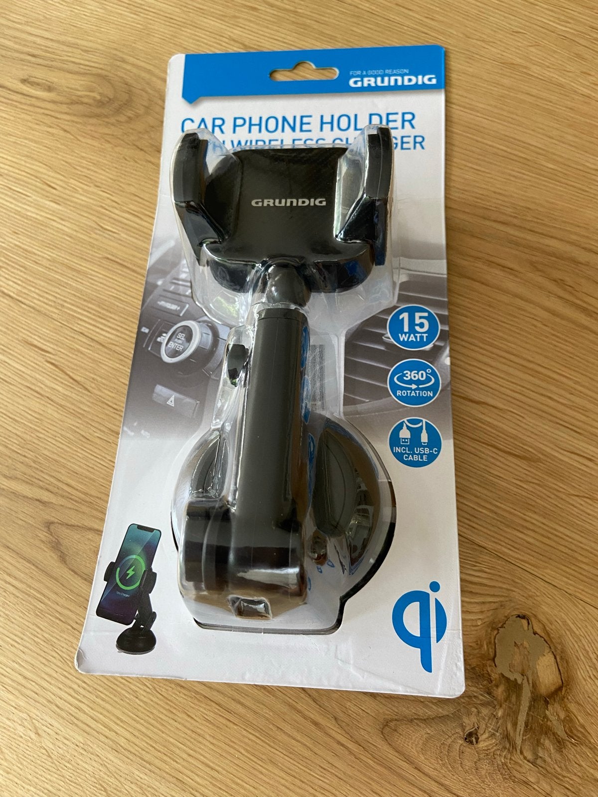 Nieuw! Grundig Draadloze Autotelefoonhouder met Oplader 15W, Ophalen of Verzenden, Nieuw, Auto
