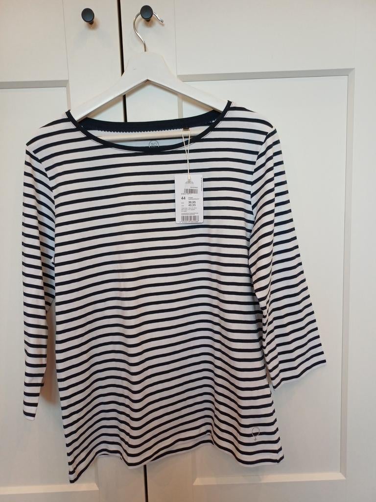 Bo Viva shirt (driekwart mouw) maat 44 blauw/wit gestreept., Blauw, Maat 42/44 (L), Nieuw, Ophalen of Verzenden