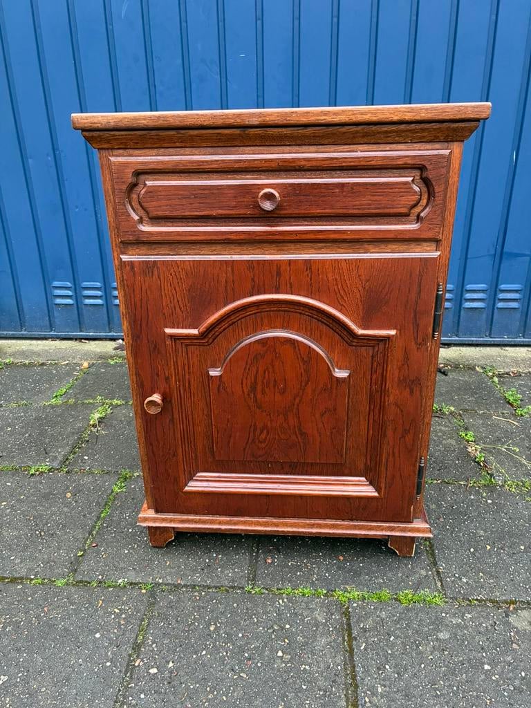 Nachtkastje met deur en lade, Ophalen, Gebruikt, 45 tot 65 cm, 70 cm of meer