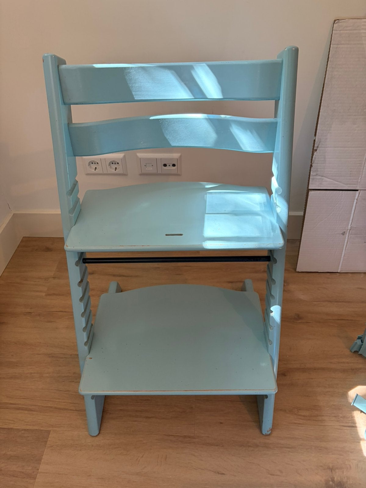 Stokke Tripp Trapp chair in Ice Blue (incl baby set), Kinderen en Baby's, Ophalen, Gebruikt, Meegroeistoel
