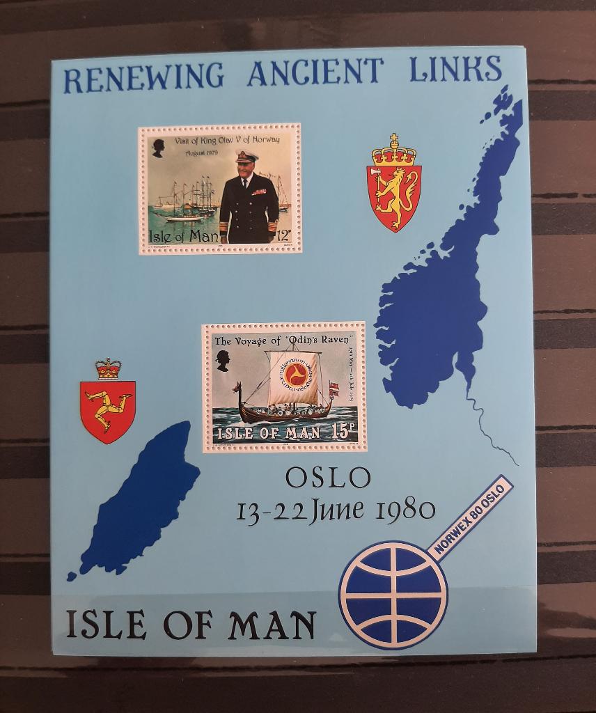 Postzegelvel Isle of Man 1980 Bezoek Koning Olav Noorwegen, Postzegels en Munten, Ophalen, Postfris