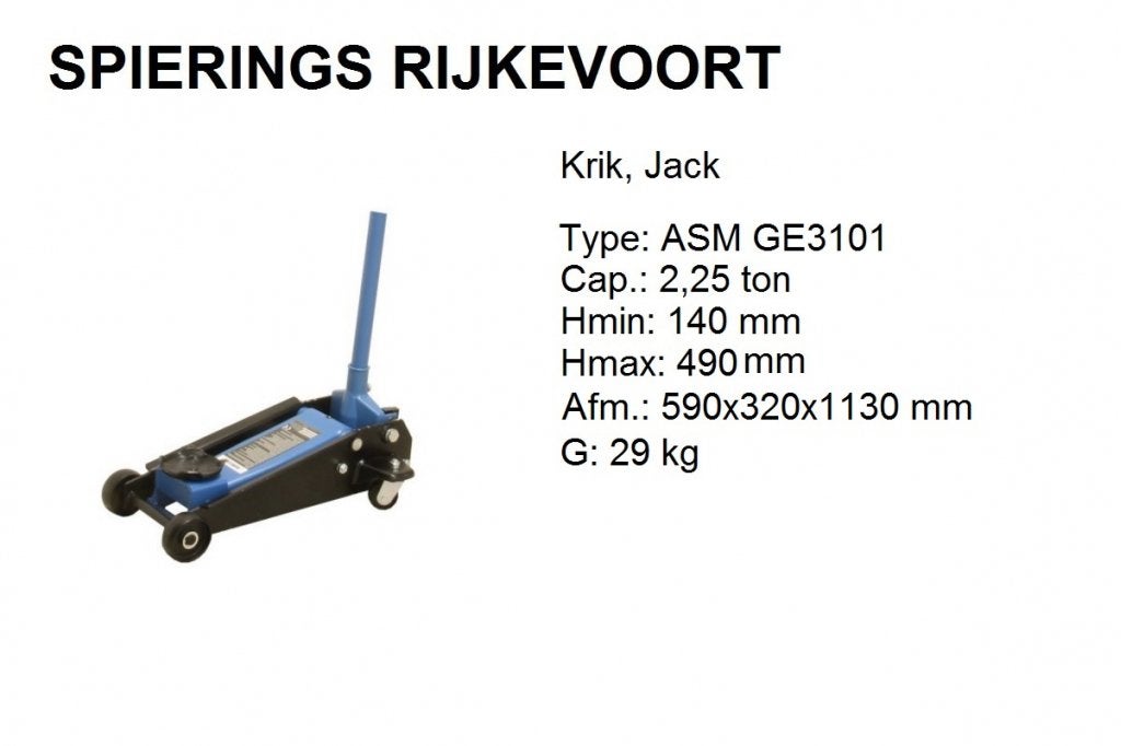 Garagekrik div 3ton tot 10 ton  krik Spierings Rijkevoort, Auto diversen, Niet ingevuld, Niet ingevuld, Nieuw, Ophalen of Verzenden